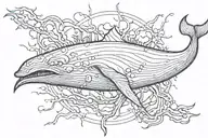 brain neurons firing blue whaLE tattoo design idea
