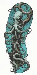 gothic octopus wrapped around a tree full of birds and wind tattoo design idea