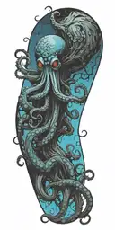 gothic octopus wrapped around a tree full of birds and wind tattoo design idea