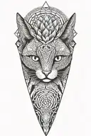 cat cactus acid wave triangle fractals tattoo design idea