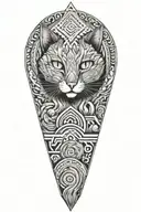 cat cactus acid wave triangle fractals tattoo design idea