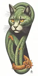 snake wrapped around arm cat  tattoo design idea