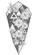triangles flowers arrows negative space and more triangles and hide a third eye in it tattoo design idea