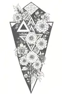 triangles flowers arrows negative space and more triangles and hide a third eye in it tattoo design idea