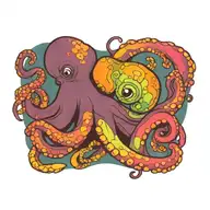 octopus with color patterns like smoking dmt tattoo design idea