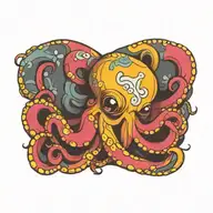 octopus with color patterns like smoking dmt tattoo design idea