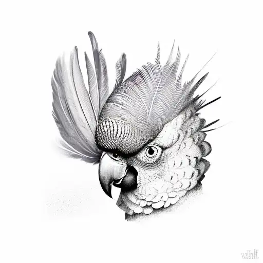 african grey parrot feather tattoo design idea