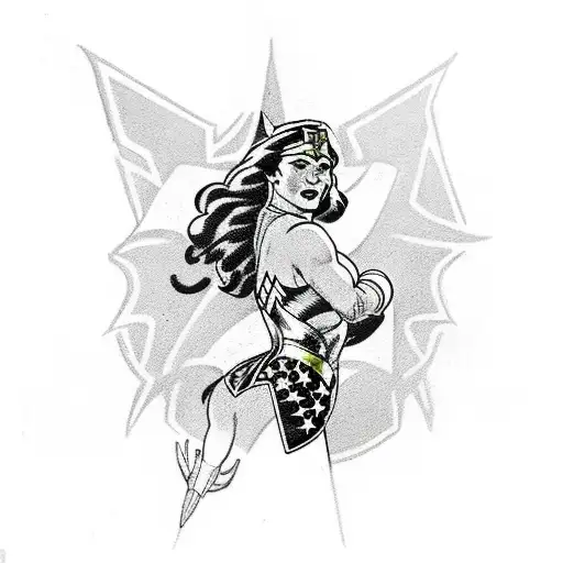 wonder woman doing her famous pose tattoo design idea