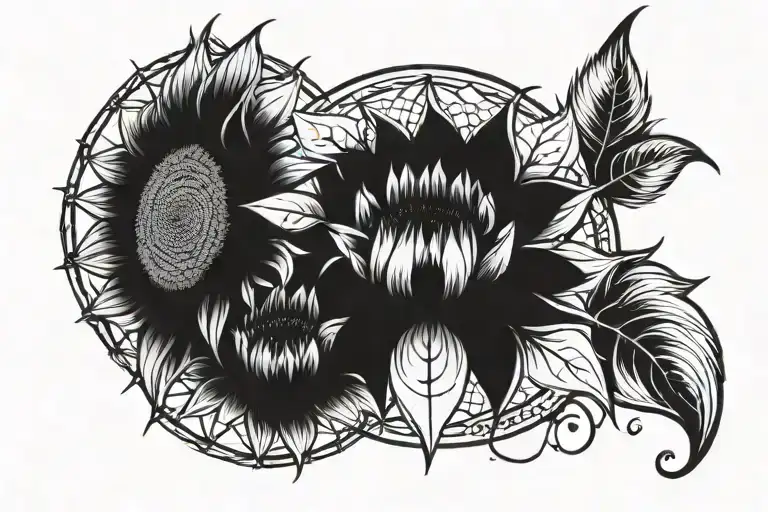 dreamcatcher sunflower tattoo design idea