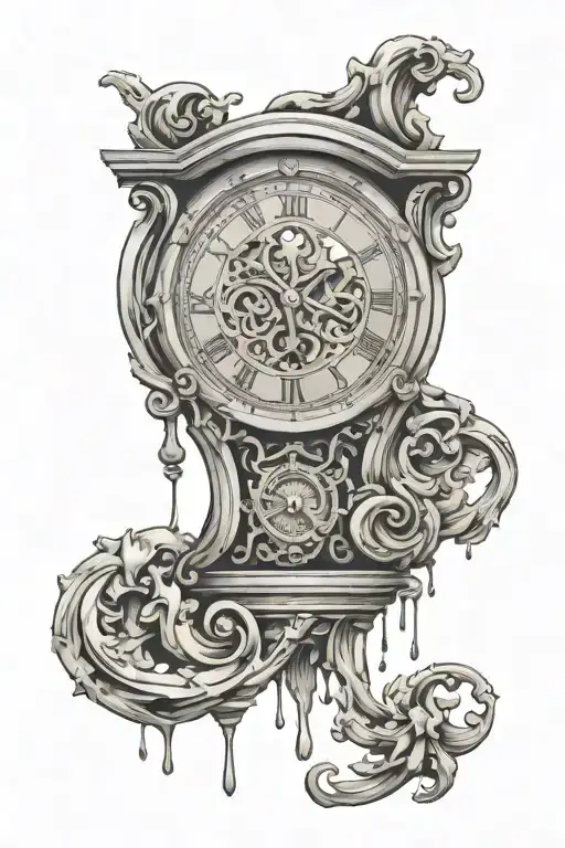 greek clock melting tattoo design idea
