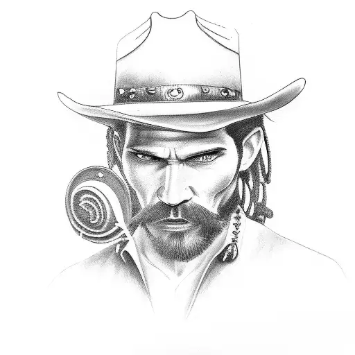outlaw Wild West cowboy era tattoo design idea