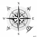 Compass with "L" replacing north, south, east, west points tattoo design idea
