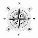 Compass with "L" replacing north, south, east, west points tattoo design idea