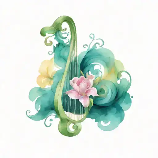 apollo, lyre tattoo design idea