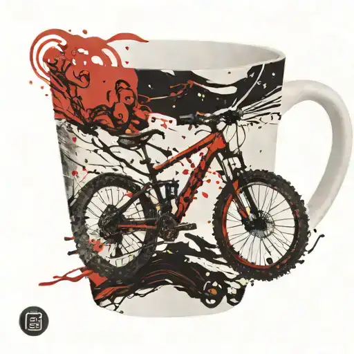 mountain ocean espresso coffee cup mountain bike silhouette tattoo design idea