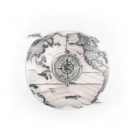 treasure map over shoudler scars tattoo design idea