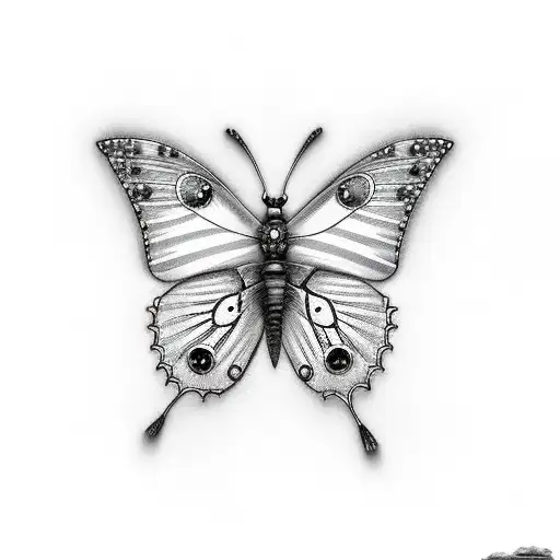 Butterfly and barbed wire tattoo design idea