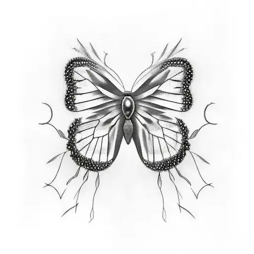 Butterfly caught in a lot of barbed wire tattoo design idea