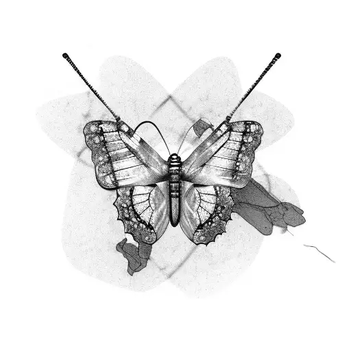butterfly trapped in barbed wire tattoo design idea
