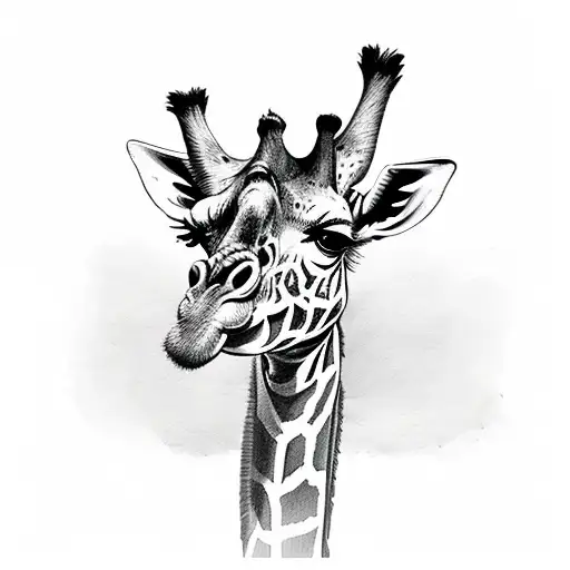 Abstract Giraffe Minimal Tattoo Design | Inku Paw