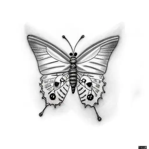 Butterfly with barbed wire tattoo design idea