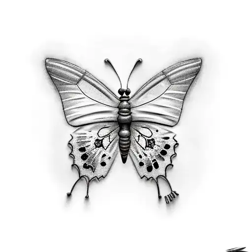 Butterfly caught in barbed wire tattoo design idea
