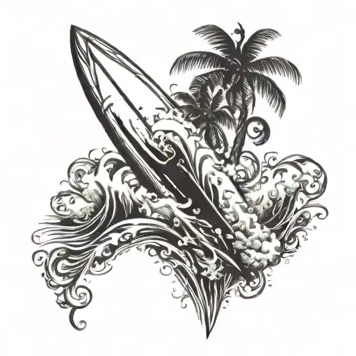 surfboard tattoo design idea