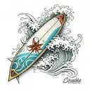 surfboard tattoo design idea