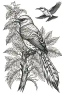 tree bird feather tattoo design idea