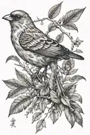 tree bird feather tattoo design idea