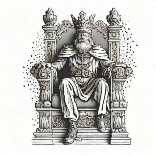 king sitting on a throne tattoo design idea