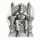 king sitting on a throne tattoo design idea