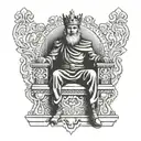 king sitting on a throne tattoo design idea