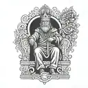 king sitting on a throne tattoo design idea