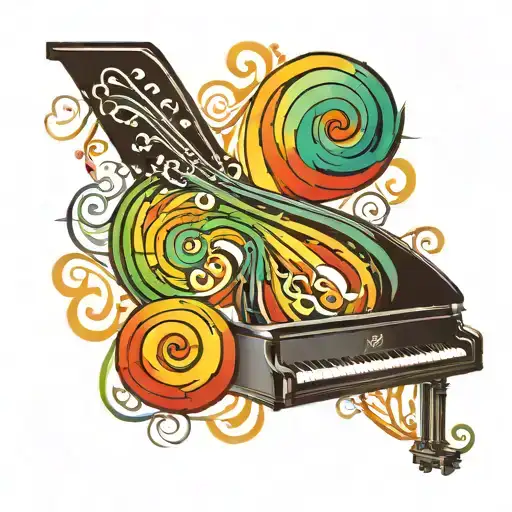 piano keys forming a rainbow infinity symbol tattoo design idea