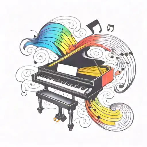 piano keys only forming a rainbow infinity symbol tattoo design idea