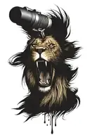 a lion that sings with microphone  tattoo design idea