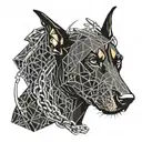 chained angry doberman dog tattoo design idea
