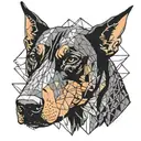 chained angry doberman dog tattoo design idea