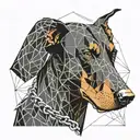 chained angry doberman dog tattoo design idea