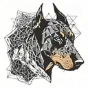 chained angry doberman dog tattoo design idea