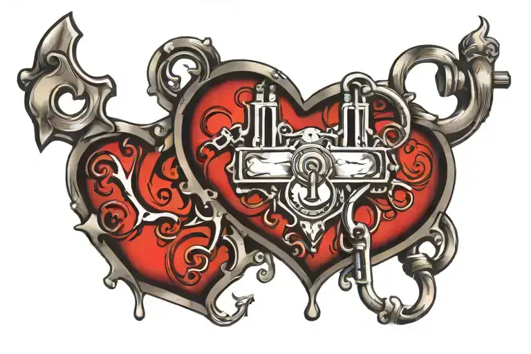 heart shaped lock tattoo design idea