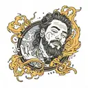 post Malone lyrics intertwined with smoke tattoo design idea