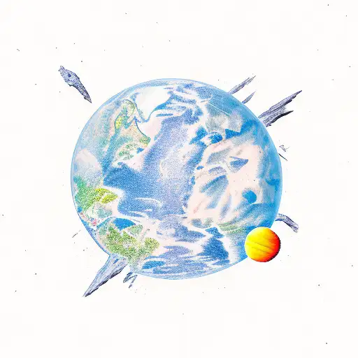 strange planet tattoo design idea