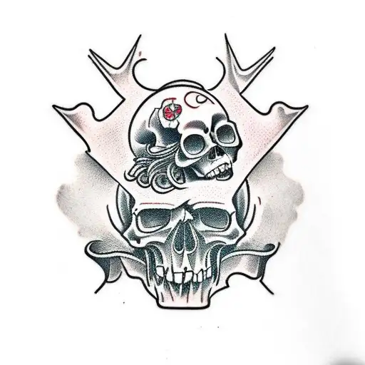 neo traditional skull tattoo design