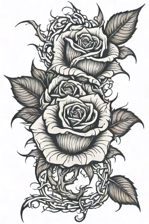 rose thorns wrapping itself tattoo design idea