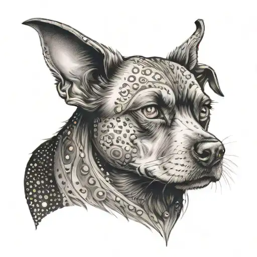 Devil dog with big eyes and theet  tattoo design idea