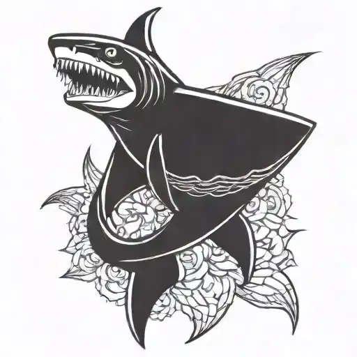 background for a skeleton shark tattoo design idea