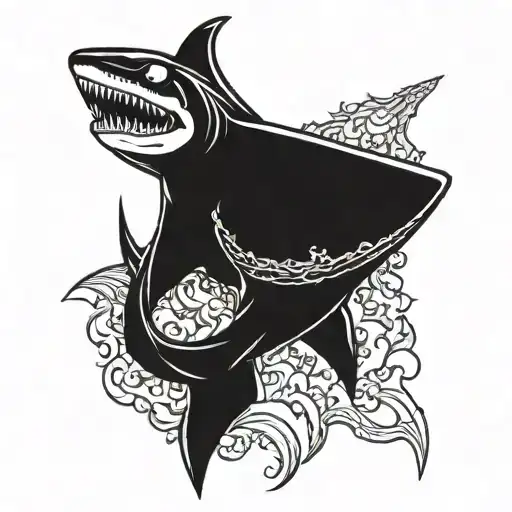background for a skeleton shark tattoo design idea