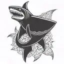 background for a skeleton shark tattoo design idea